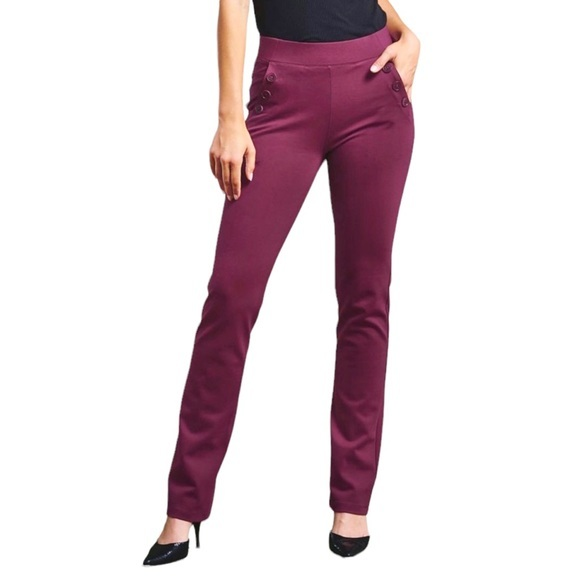 Betabrand Pants - Betabrand Six Button Burgundy Maroon Stretch Yoga Trousers Pants